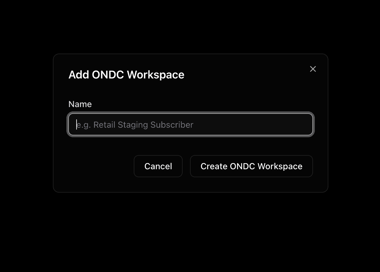 Create workspace modal with name field